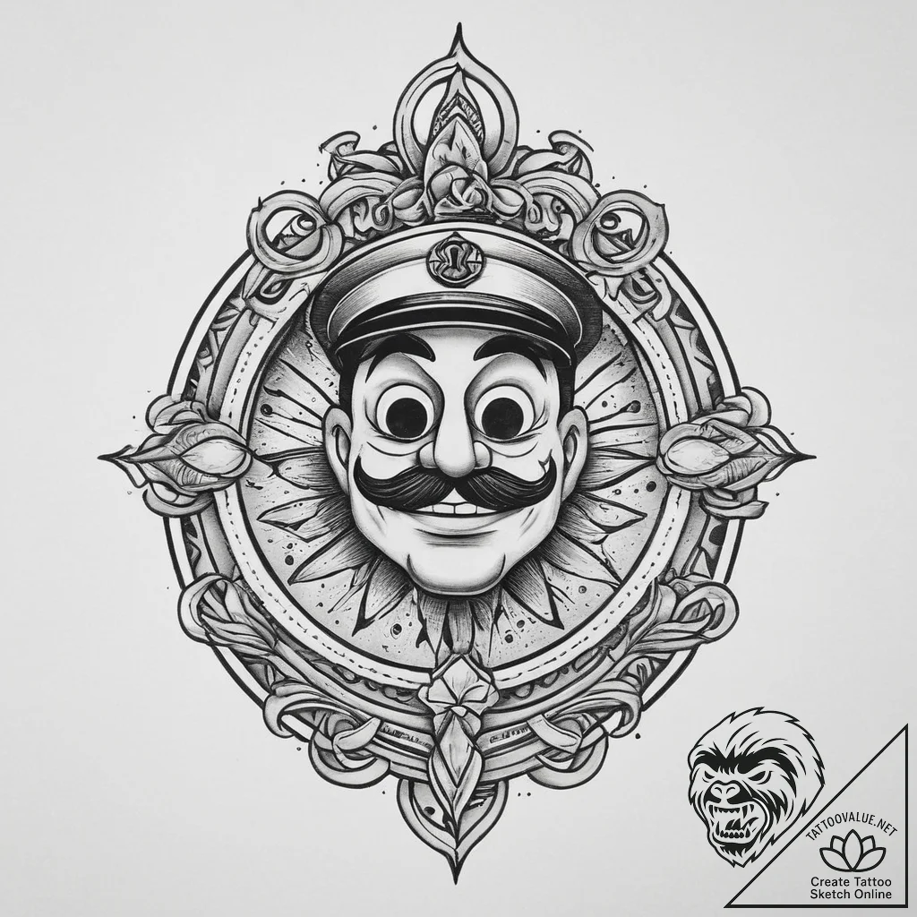Tattoo sketch goofy, tattoo line art, bold ou... - tattoo sketch (№1756296208_0, 27.08.2025 12:03) — tattoovalue.net