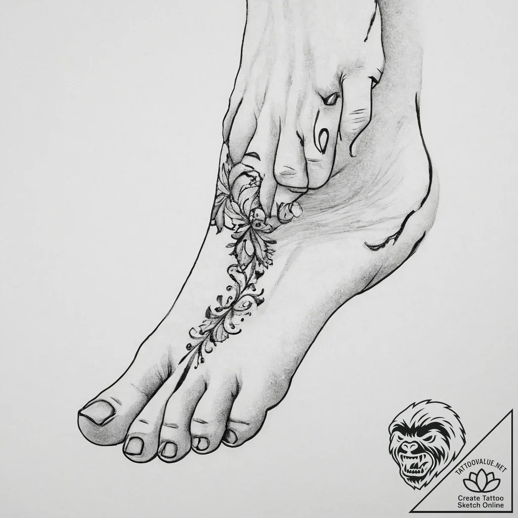 Tattoo sketch foot, concept art for tattoo, d... - tattoo sketch (№1756296805_0, 27.08.2025 12:13) — tattoovalue.net