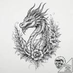 Tattoo sketch dragon with a plant, tattoo dra… – tattoo sketch (№1756297596_0, 27.08.2025 12:26) — tattoovalue.net