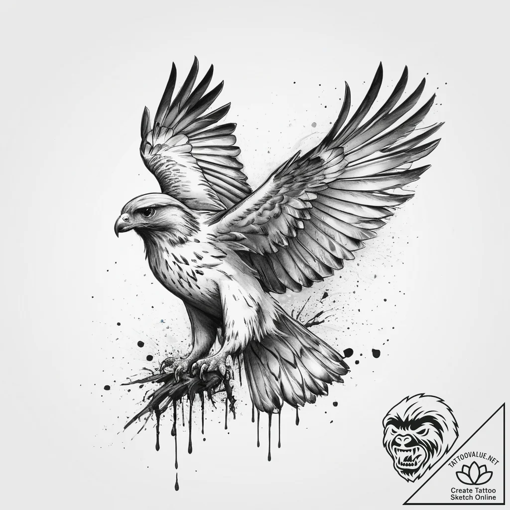 Tattoo sketch puns a hawk that says "i'm a ha... - tattoo sketch (№1756297795_0, 27.08.2025 12:29) — tattoovalue.net