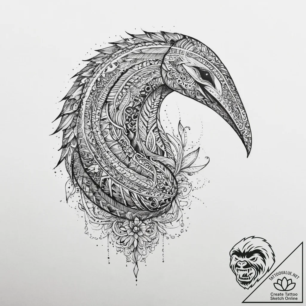 Tattoo sketch anteater, tattoo line art, deta... - tattoo sketch (№1756299193_0, 27.08.2025 12:53) — tattoovalue.net