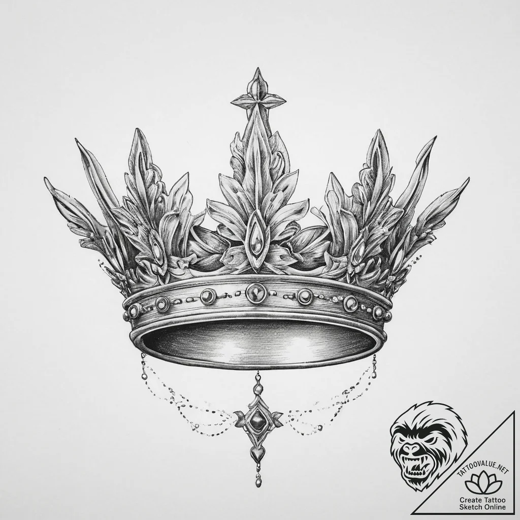 Tattoo sketch crown - tattoo sketch (№1756299794_0, 27.08.2025 13:03) — tattoovalue.net