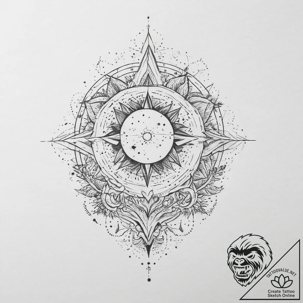 Tattoo sketch cosmic scene, ink illustration... - tattoo sketch (№1756302193_0, 27.08.2025 13:43) — tattoovalue.net