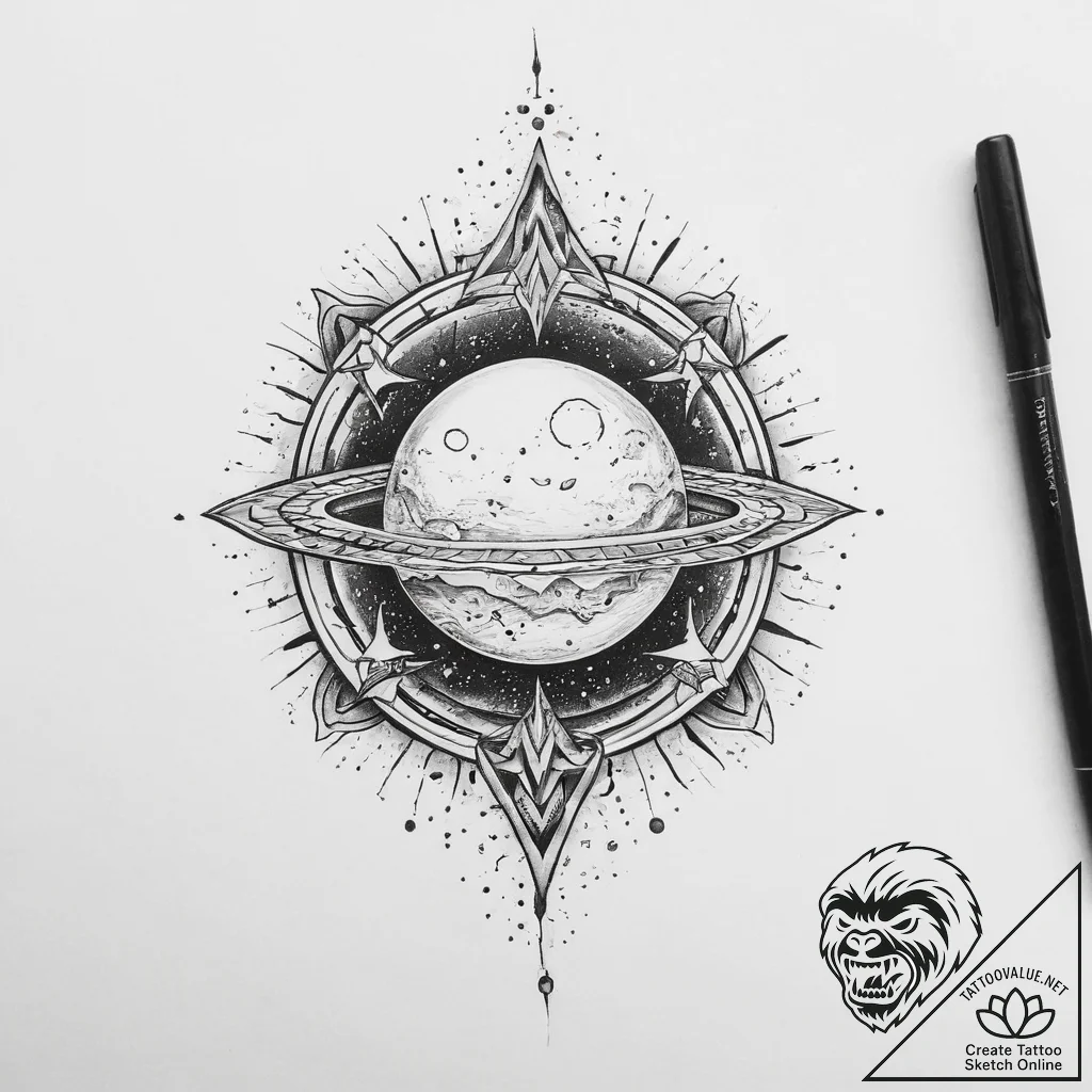 Tattoo sketch cosmic kingdom - tattoo sketch (№1756304924_0, 27.08.2025 14:28) — tattoovalue.net