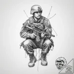 Tattoo sketch soldier with a thread – tattoo sketch (№1756306506_0, 27.08.2025 14:55) — tattoovalue.net