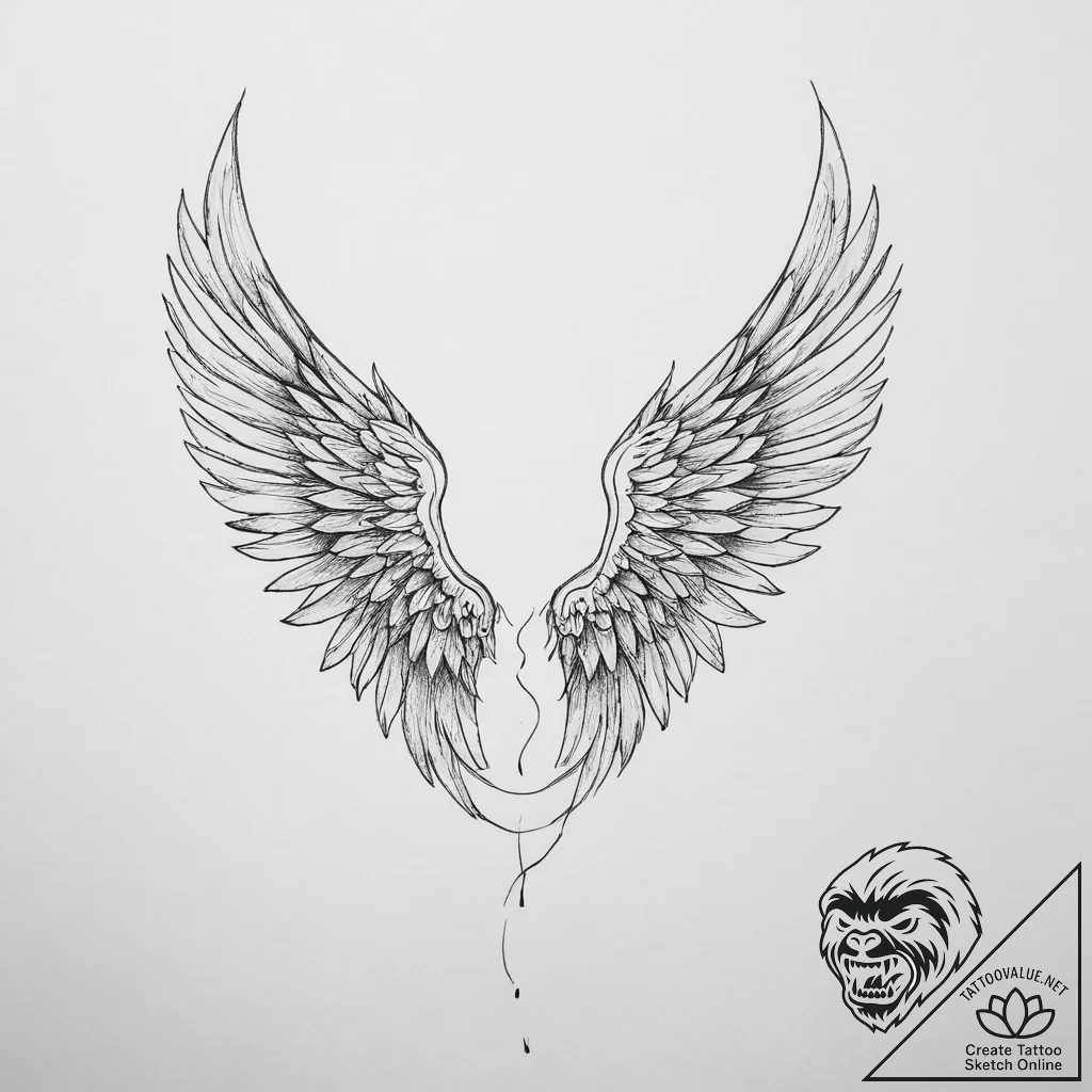 Tattoo sketch wings - tattoo sketch (№1756307865_0, 27.08.2025 15:17) — tattoovalue.net