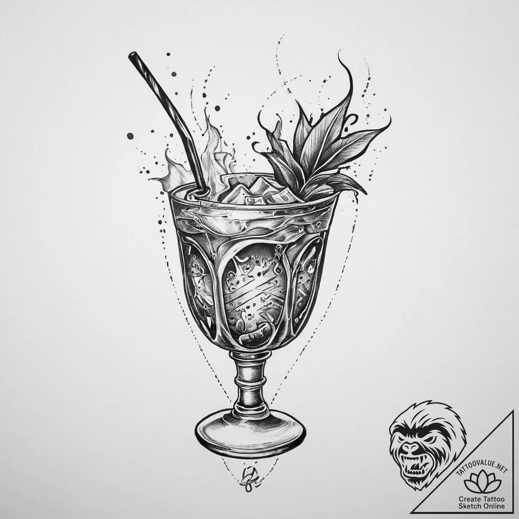 Tattoo sketch bartender flaming drink, tattoo... - tattoo sketch (№1756308653_0, 27.08.2025 15:30) — tattoovalue.net