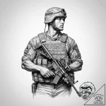 Tattoo sketch soldier with a home – tattoo sketch (№1756309638_0, 27.08.2025 15:47) — tattoovalue.net