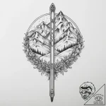 Tattoo sketch skiing ski poles and snow-cover… – tattoo sketch (№1756312585_0, 27.08.2025 16:36) — tattoovalue.net