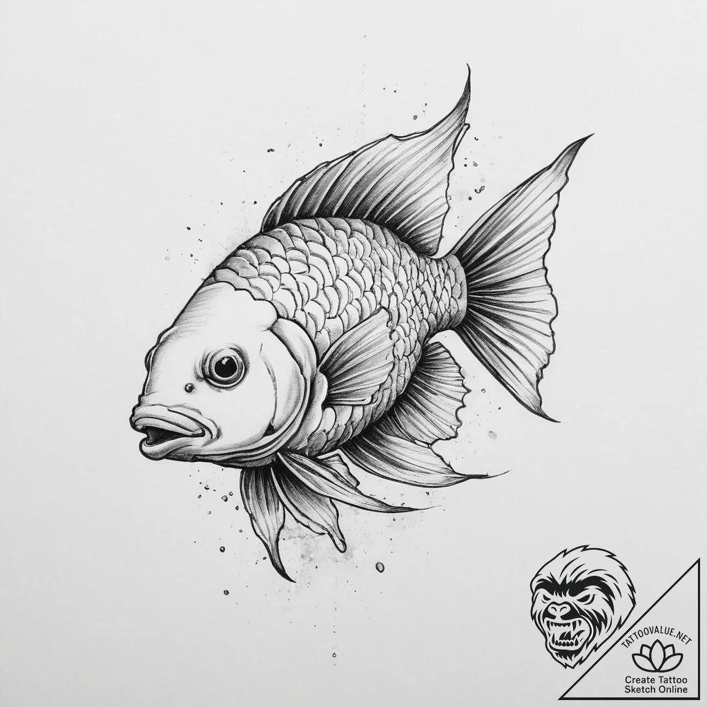 рыбы, concept art for tattoo, on a clean whit... - tattoo sketch (№1756312977_0, 27.08.2025 16:42) — tattoovalue.net