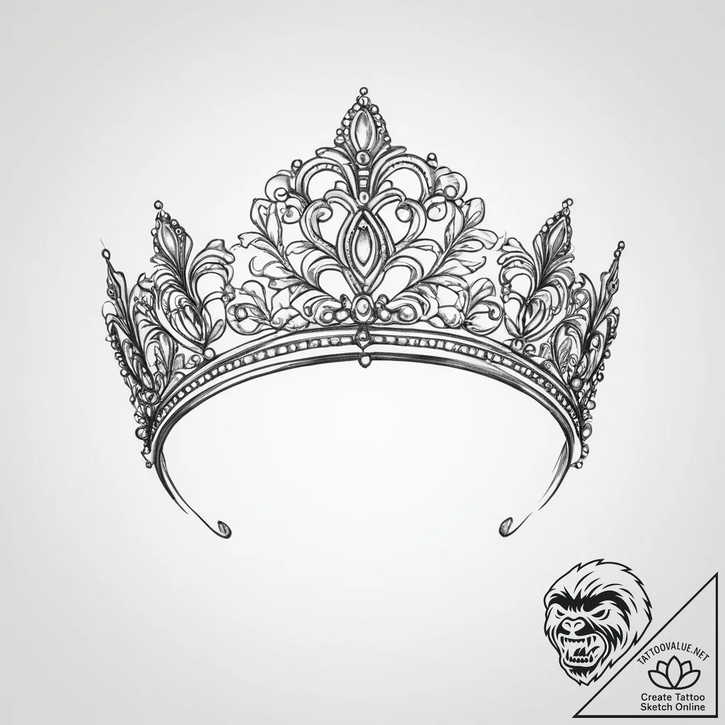 Tattoo sketch tiara - tattoo sketch (№1756313770_0, 27.08.2025 16:56) — tattoovalue.net