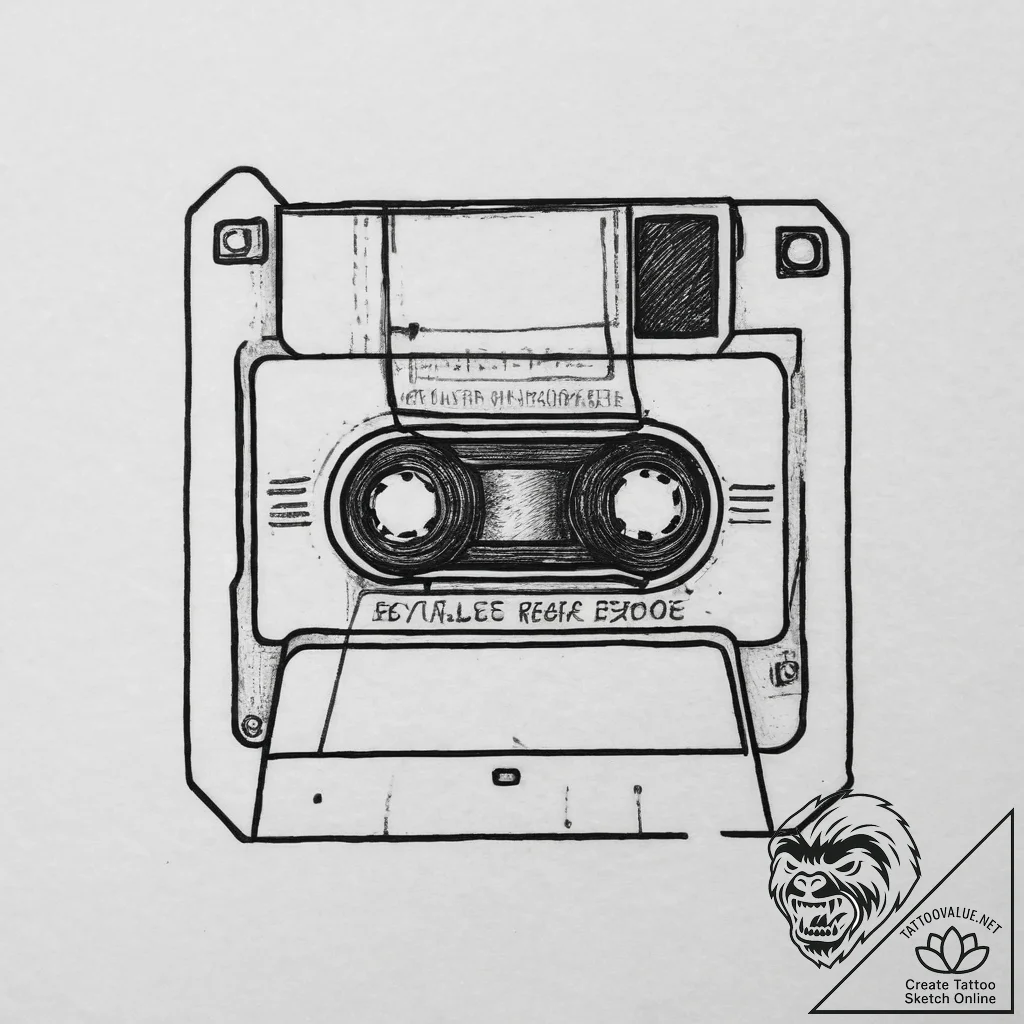 Tattoo sketch floppy disk with a quote, tatto... - tattoo sketch (№1756314605_0, 27.08.2025 17:10) — tattoovalue.net