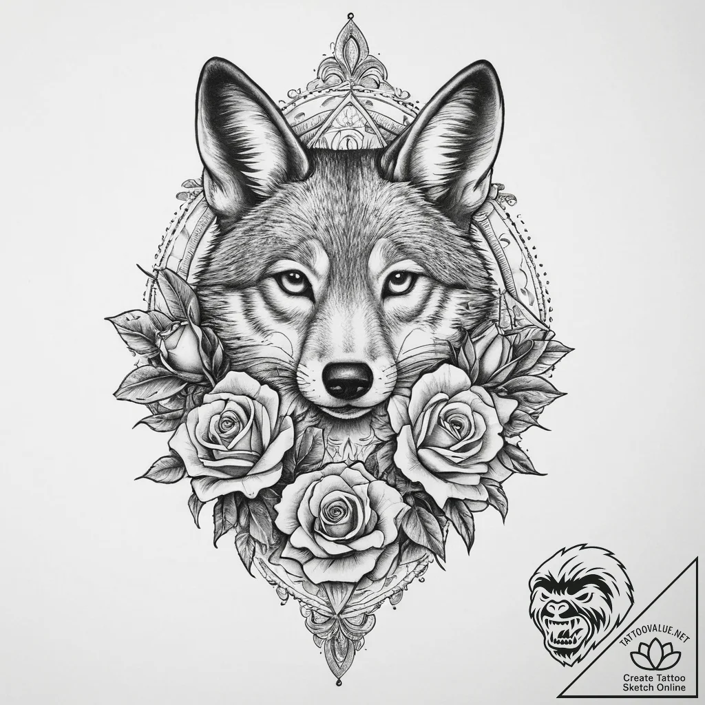 Tattoo sketch coyote, tattoo drawing outline,... - tattoo sketch (№1756315401_0, 27.08.2025 17:23) — tattoovalue.net