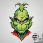 Tattoo sketch the grinch with a skin, tattoo… – tattoo sketch (№1756315599_0, 27.08.2025 17:26) — tattoovalue.net