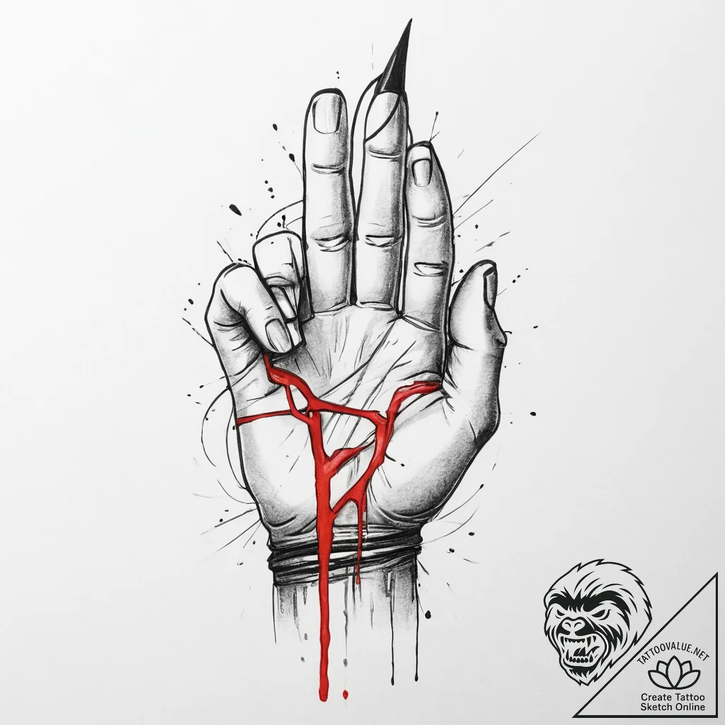 Tattoo sketch hands with a needle, artistic t... - tattoo sketch (№1756315797_0, 27.08.2025 17:29) — tattoovalue.net