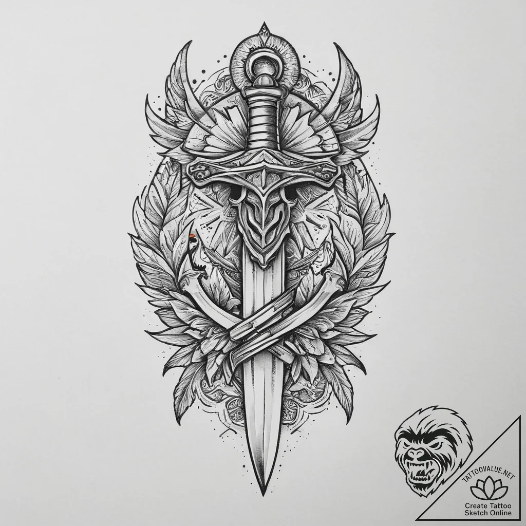 Tattoo sketch sketch кинжал, tattoo line art,... - tattoo sketch (№1756316393_0, 27.08.2025 17:39) — tattoovalue.net