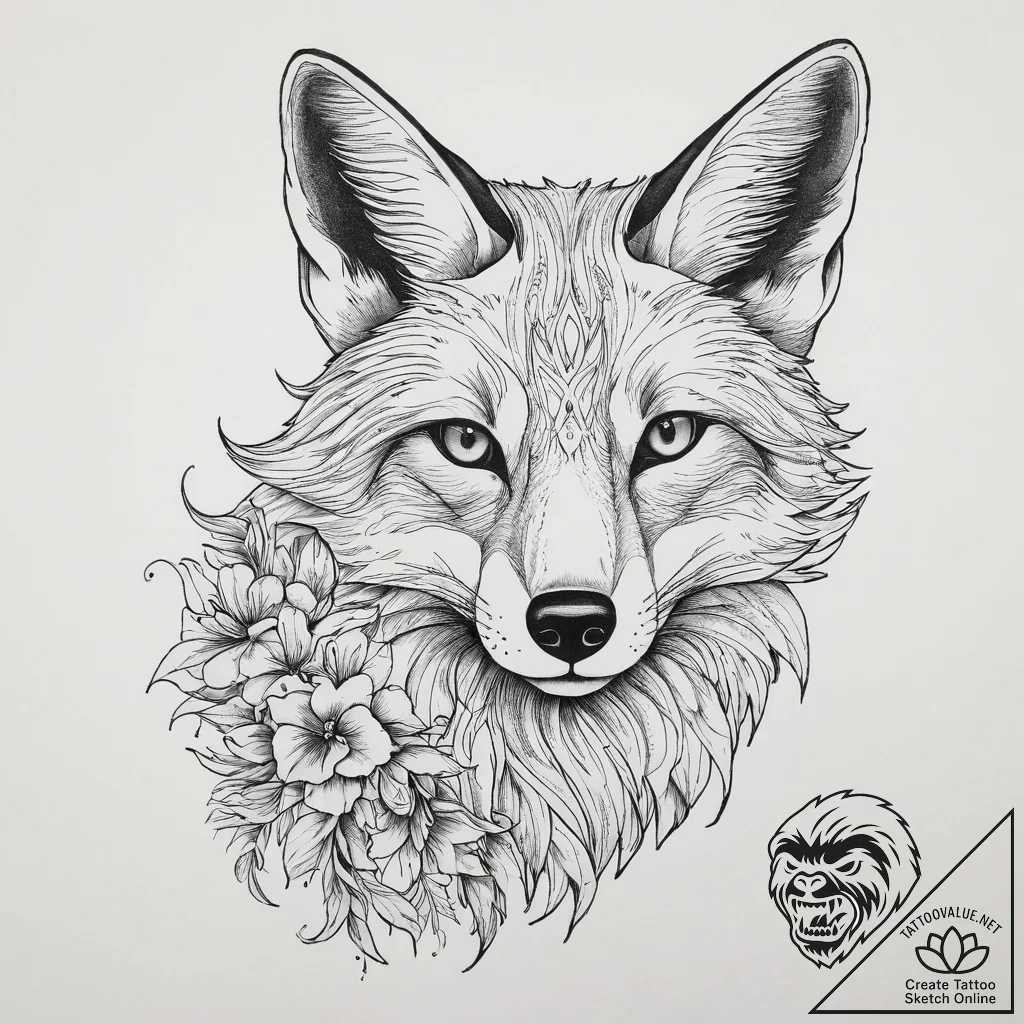 Tattoo sketch fox tattoo, ink illustration fo... - tattoo sketch (№1756316986_0, 27.08.2025 17:49) — tattoovalue.net