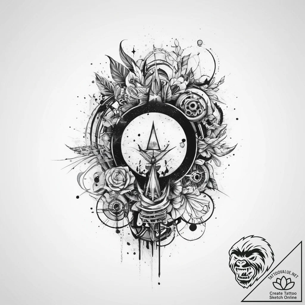 Tattoo sketch hidden, concept art for tattoo,... - tattoo sketch (№1756317977_0, 27.08.2025 18:06) — tattoovalue.net
