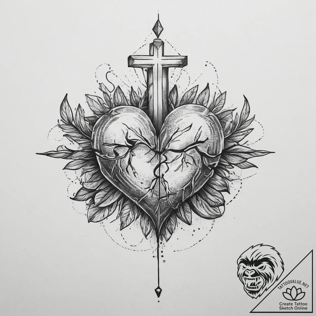 Tattoo sketch heartbeat with a family, artist... - tattoo sketch (№1756319560_0, 27.08.2025 18:32) — tattoovalue.net