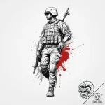 Tattoo sketch soldier with a brush, tattoo li… – tattoo sketch (№1756323333_0, 27.08.2025 19:35) — tattoovalue.net