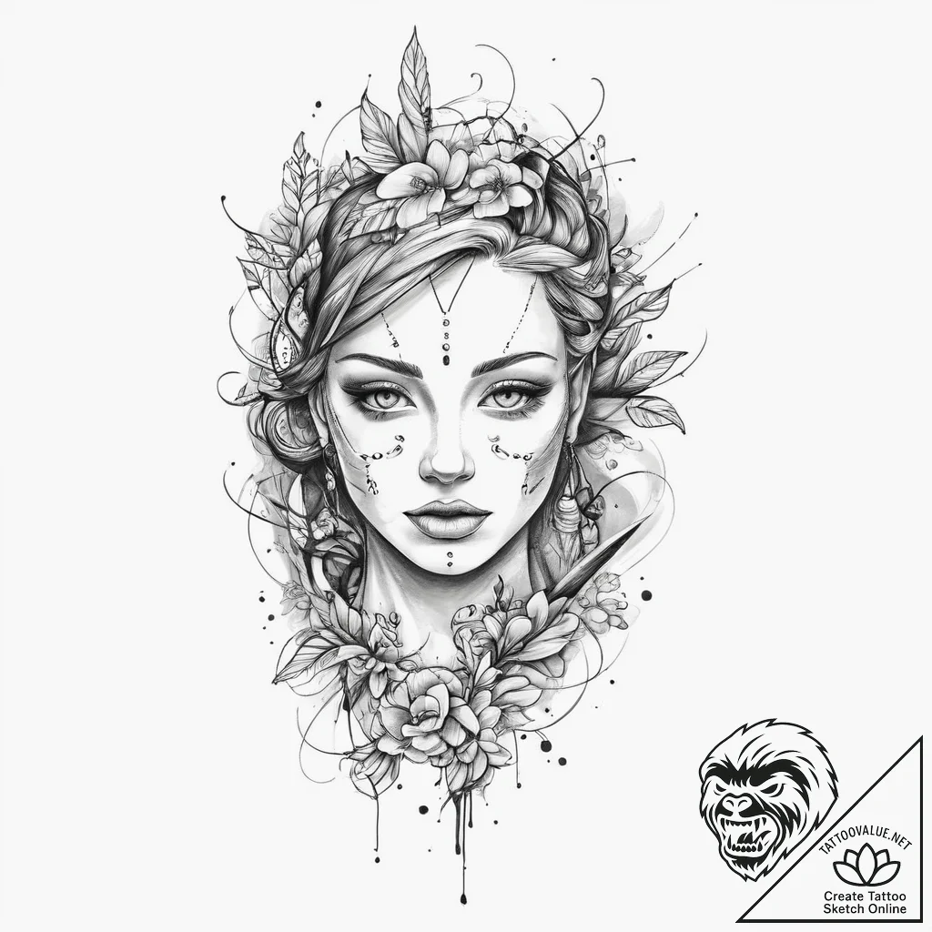 Tattoo sketch sapphire, tattoo line art, roug... - tattoo sketch (№1756323730_0, 27.08.2025 19:42) — tattoovalue.net