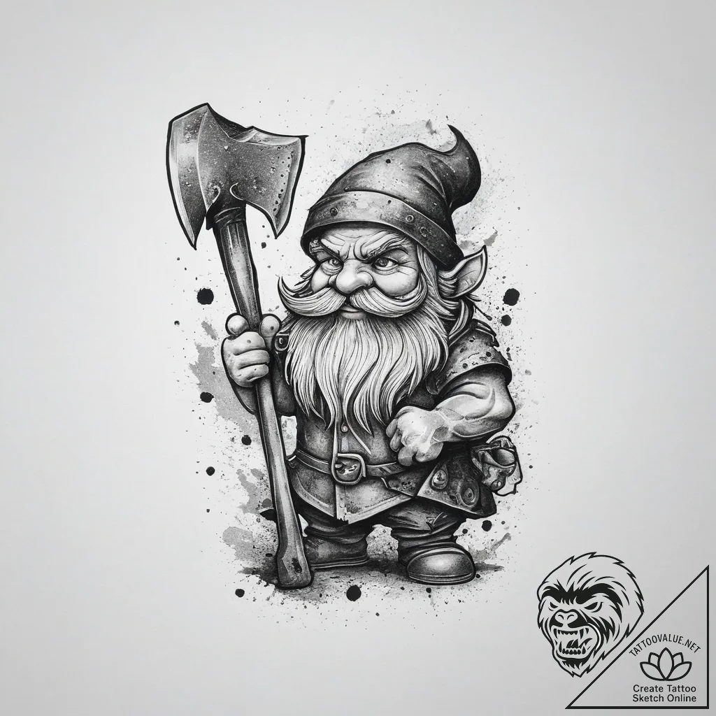 Tattoo sketch dwarf with an axe, tattoo sketc... - tattoo sketch (№1756324944_0, 27.08.2025 20:02) — tattoovalue.net