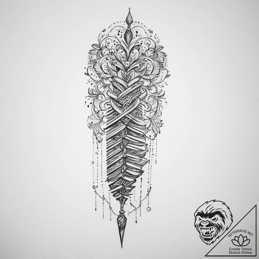 Tattoo sketch elegant comb tattoo - tattoo sketch (№1756325761_0, 27.08.2025 20:16) — tattoovalue.net