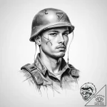Tattoo sketch soldier with a paper – tattoo sketch (№1756326556_0, 27.08.2025 20:29) — tattoovalue.net