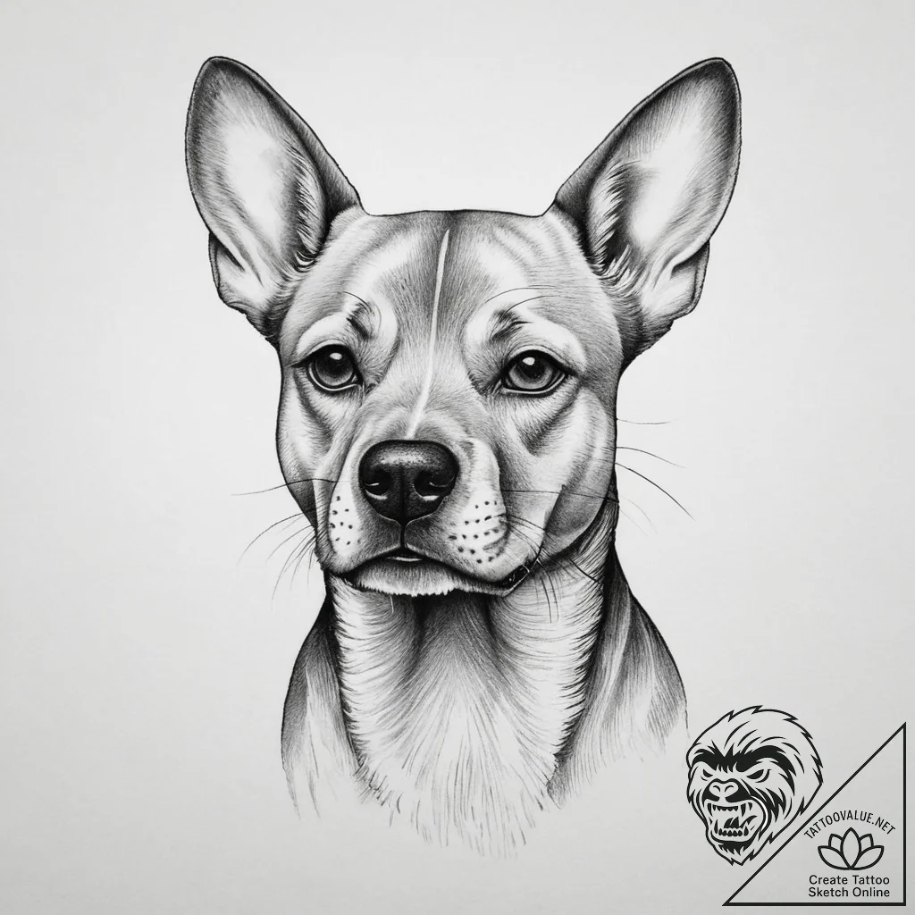 Tattoo sketch realistic портрет собаки, tatto... - tattoo sketch (№1756327549_0, 27.08.2025 20:45) — tattoovalue.net