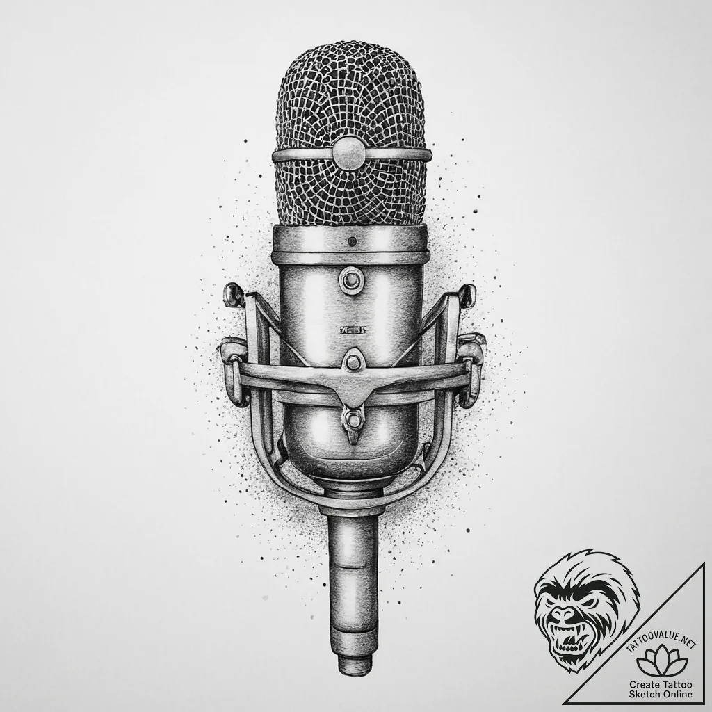 Tattoo sketch hip hop with a microphone, tatt... - tattoo sketch (№1756328359_0, 27.08.2025 20:59) — tattoovalue.net