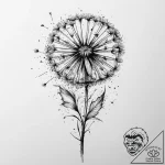Tattoo sketch dandelion with seeds blowing aw… – tattoo sketch (№1756328558_0, 27.08.2025 21:02) — tattoovalue.net