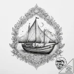 Tattoo sketch water with a boat, tattoo sketc… – tattoo sketch (№1756331775_0, 27.08.2025 21:56) — tattoovalue.net