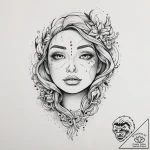 Tattoo sketch face, ink illustration for tatt… – tattoo sketch (№1756333795_0, 27.08.2025 22:29) — tattoovalue.net