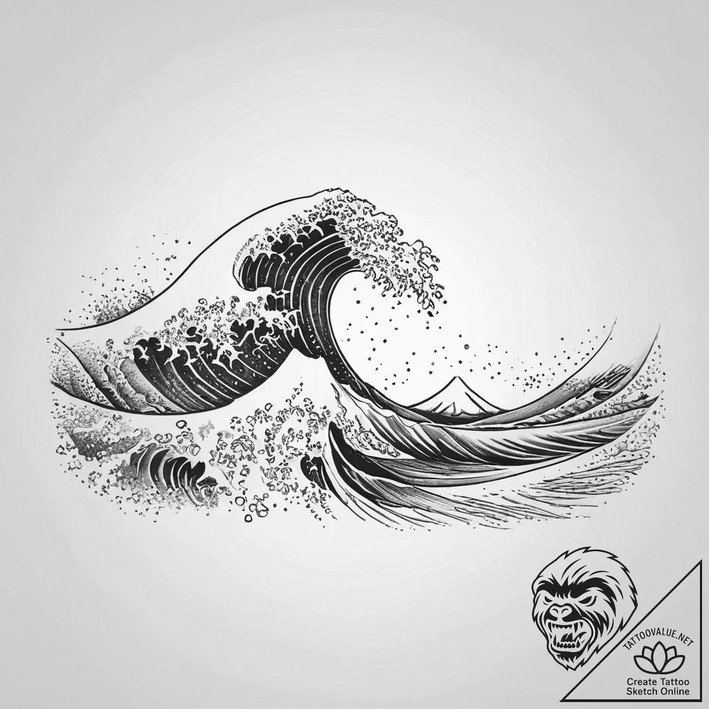 Tattoo sketch a wave pattern, artistic tattoo... - tattoo sketch (№1756333993_0, 27.08.2025 22:33) — tattoovalue.net