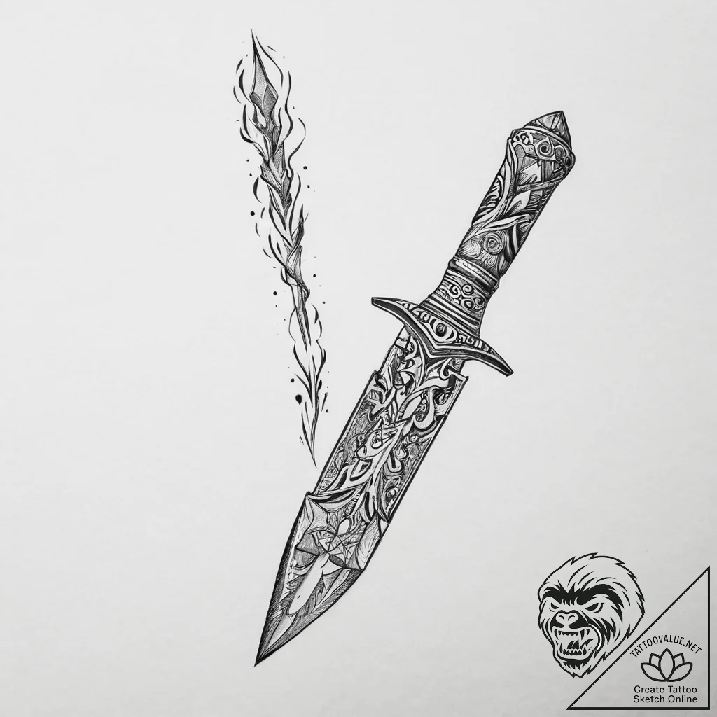 Tattoo sketch knife - tattoo sketch (№1756334989_0, 27.08.2025 22:49) — tattoovalue.net