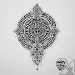 Tattoo sketch slavic labyrinth with a key – tattoo sketch (№1756335582_0, 27.08.2025 22:59) — tattoovalue.net
