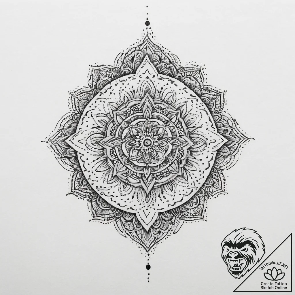 Tattoo sketch mandala with a quote, tattoo li... - tattoo sketch (№1756336178_0, 27.08.2025 23:09) — tattoovalue.net