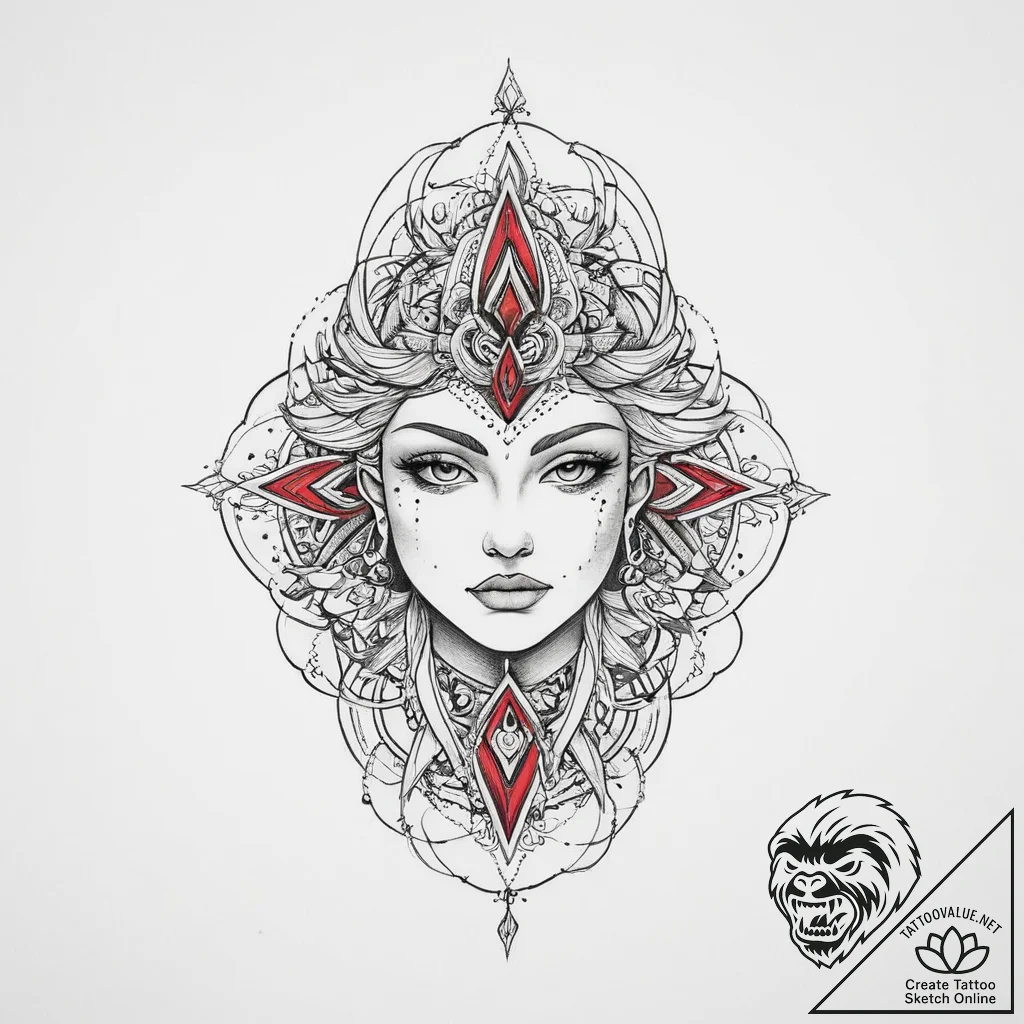 Tattoo sketch mystical self, tattoo flash she... - tattoo sketch (№1756337966_0, 27.08.2025 23:39) — tattoovalue.net