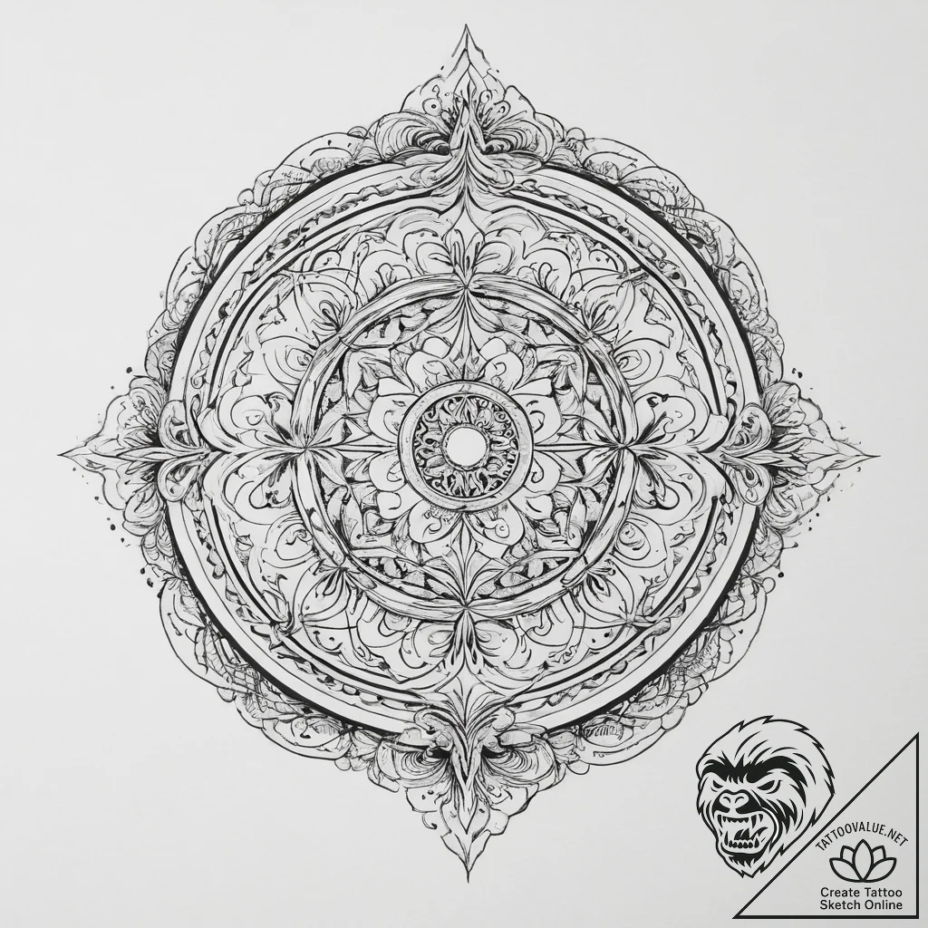 Tattoo sketch cosmic sphere, ink illustration... - tattoo sketch (№1756338166_0, 27.08.2025 23:42) — tattoovalue.net