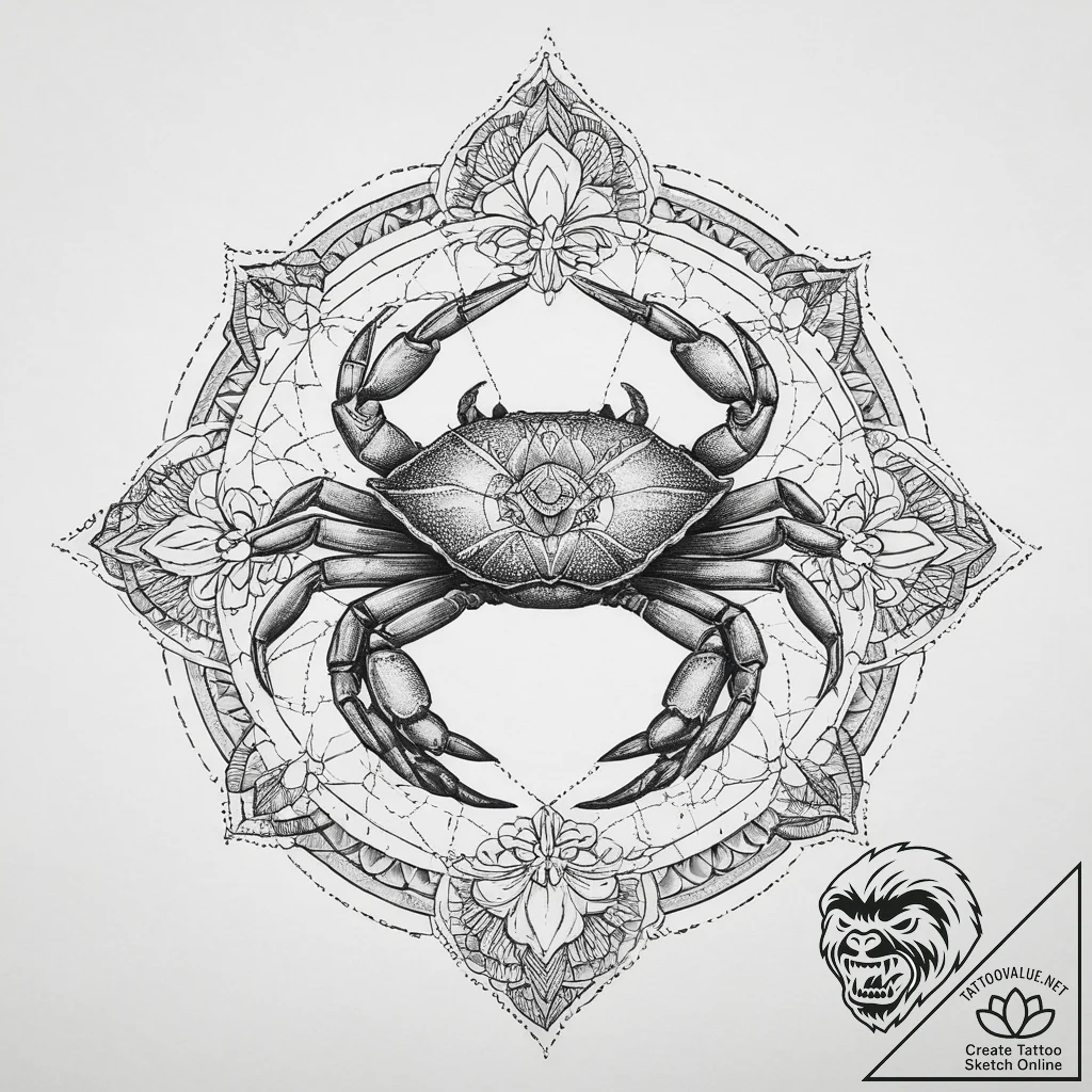 Tattoo sketch crab, tattoo sketch design, on... - tattoo sketch (№1756339964_0, 28.08.2025 00:12) — tattoovalue.net