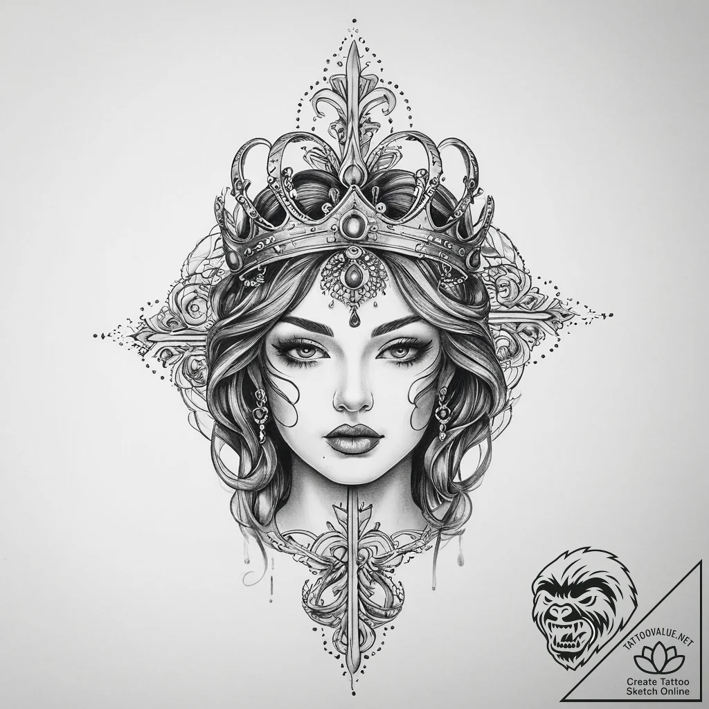 Tattoo sketch queen tattoo, tattoo drawing ou... - tattoo sketch (№1756340358_0, 28.08.2025 00:19) — tattoovalue.net