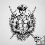 Tattoo sketch soldier with a scissors, tattoo… – tattoo sketch (№1756340555_0, 28.08.2025 00:22) — tattoovalue.net