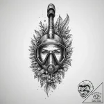 Tattoo sketch snorkeling a person with a snor… – tattoo sketch (№1756341554_0, 28.08.2025 00:39) — tattoovalue.net