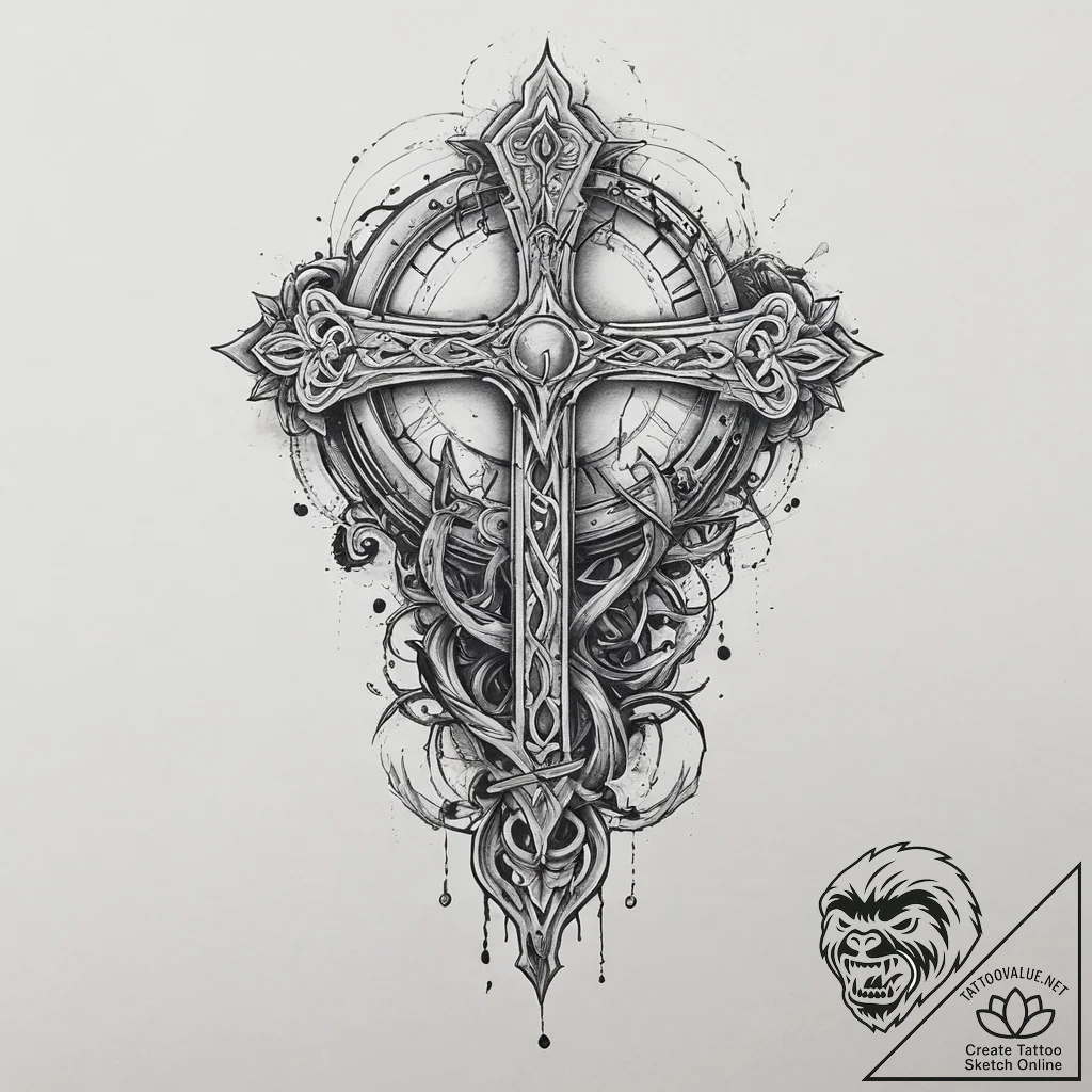 Tattoo sketch jera rune with a scythe, artist... - tattoo sketch (№1756342354_0, 28.08.2025 00:52) — tattoovalue.net