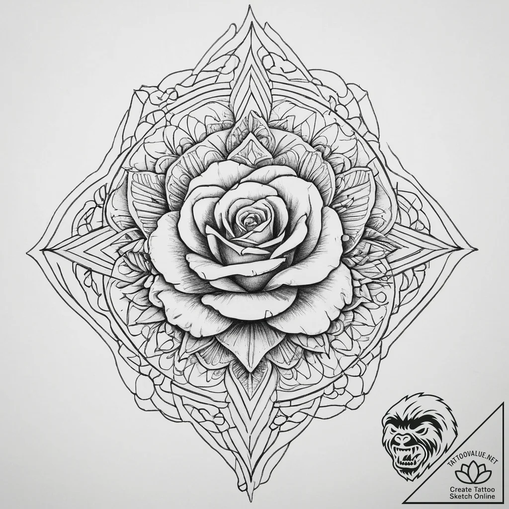 Tattoo sketch cupid with a rose, artistic tat... - tattoo sketch (№1756343157_0, 28.08.2025 01:05) — tattoovalue.net