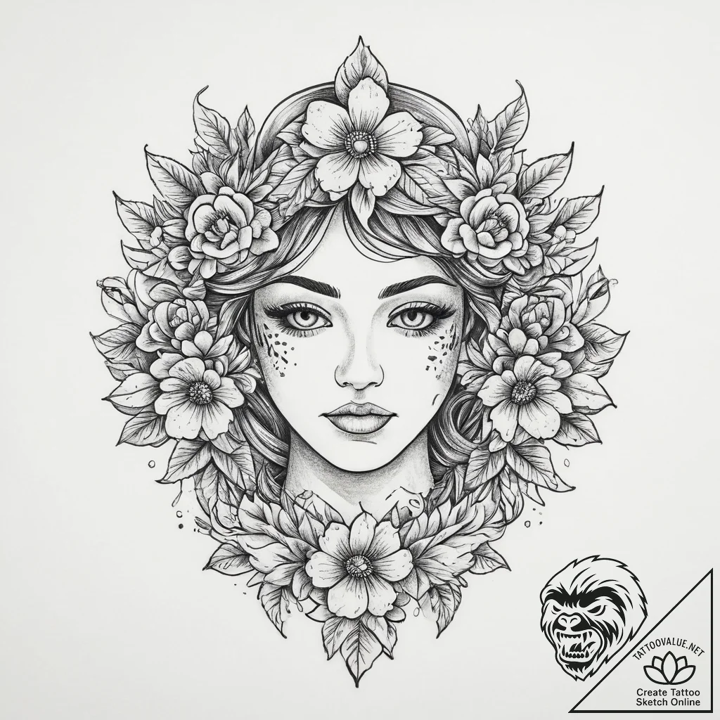 Tattoo sketch flower crown tattoo, tattoo ske... - tattoo sketch (№1756344765_0, 28.08.2025 01:32) — tattoovalue.net
