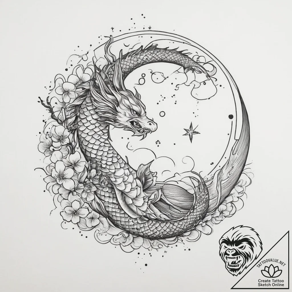 Tattoo sketch moon and stars, tattoo drawing... - tattoo sketch (№1756345360_0, 28.08.2025 01:42) — tattoovalue.net