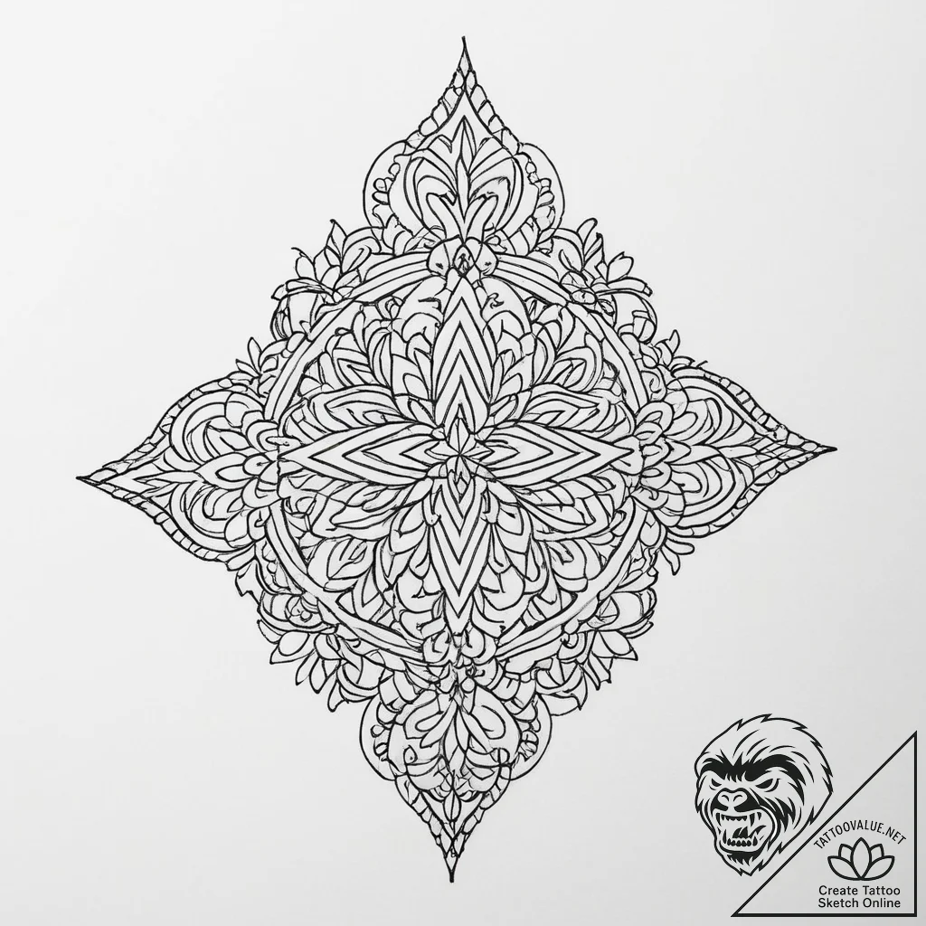 Tattoo sketch slavic embroidery pattern with... - tattoo sketch (№1756346764_0, 28.08.2025 02:06) — tattoovalue.net