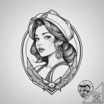 Tattoo sketch pin-up girl, tattoo line art, o… – tattoo sketch (№1756349363_0, 28.08.2025 02:49) — tattoovalue.net