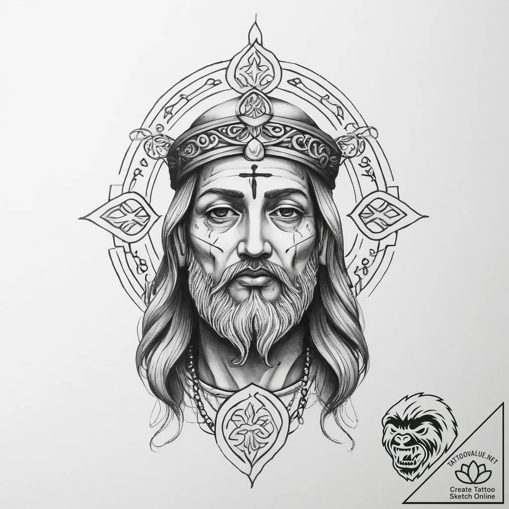 Tattoo sketch a religious figure - tattoo sketch (№1756350756_0, 28.08.2025 03:12) — tattoovalue.net
